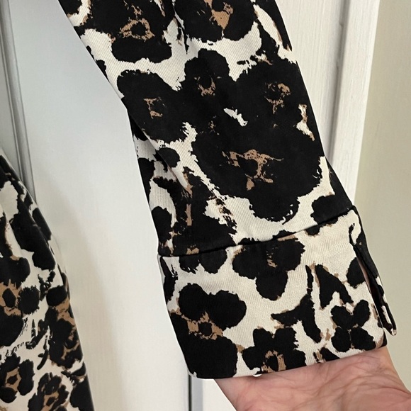 Diane Von Furstenburg 100% Silk Black Tan Cream Floral Wrap Dress Iconic 70’s - Picture 7 of 16